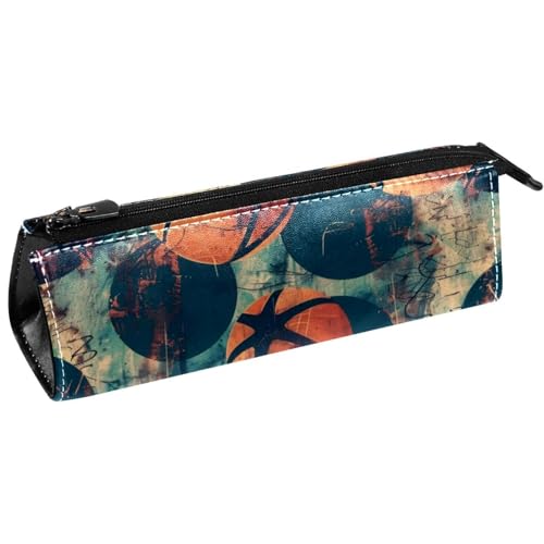 VAPOKF Basketball Grunge Stifttasche Schreibwarenbeutel Bleistifttasche Kosmetiktasche Kompakte Reißverschlusstasche von VAPOKF