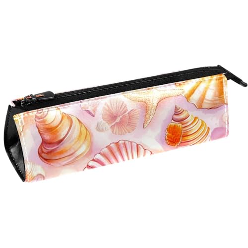 VAPOKF Bunte Muschel- und Muschel-Federmäppchen, Schreibwaren-Tasche, Kosmetiktasche, kompakte Reißverschlusstasche von VAPOKF