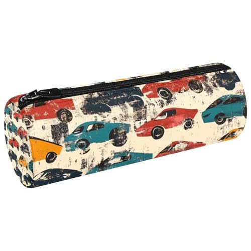 VAPOKF Buntes Federmäppchen aus Segeltuch, Motiv: Grunge-Rennwagen, Münzfach, Kosmetiktasche, Make-up-Tasche für Studenten, Schreibwaren, Schule, Büro von VAPOKF
