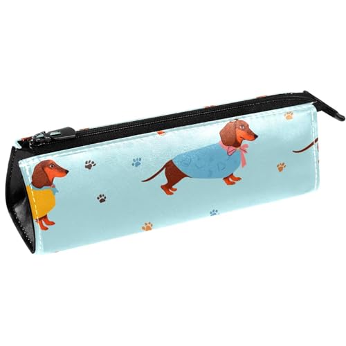 VAPOKF Buntes Stoff-Lätzchen, Dackel, Stiftetasche, Schreibwaren-Tasche, Kosmetiktasche, kompakte Reißverschlusstasche von VAPOKF