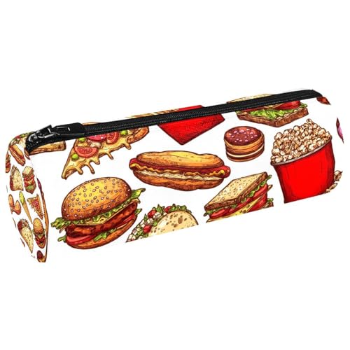 VAPOKF Burger Pizza Sandwich Huhn Pommes Frites Donuts Leinwand Stifteetui Münze Geldbörse Kosmetik Make-up Tasche für Schüler Schreibwaren Schule Büro Aufbewahrung, multi, 20x6.3cm/7.9x2.5in, von VAPOKF