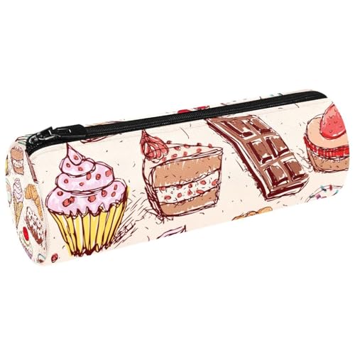 VAPOKF Cakes Candy Marshmallow and Coffee Canvas Pen Pencil Case Coin Purse Cosmetic Makeup Bag for Student Stationery School Office Storage, multi, 20x6.3cm/7.9x2.5in, Federmäppchen von VAPOKF