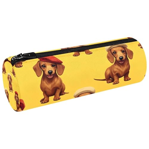 VAPOKF Dackel Wear Baskenmütze, Federmäppchen, Münzbörse, Kosmetiktasche, Make-up-Tasche für Studenten, Schreibwaren, Schule, Büro, Aufbewahrung von VAPOKF