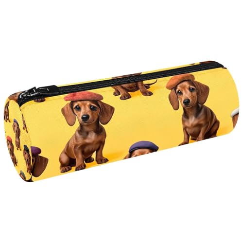 VAPOKF Dackel Wear Bunte Baskenmütze, Federmäppchen, Münzbörse, Kosmetiktasche, Make-up-Tasche für Studenten, Schreibwaren, Schule, Büro, Aufbewahrung von VAPOKF