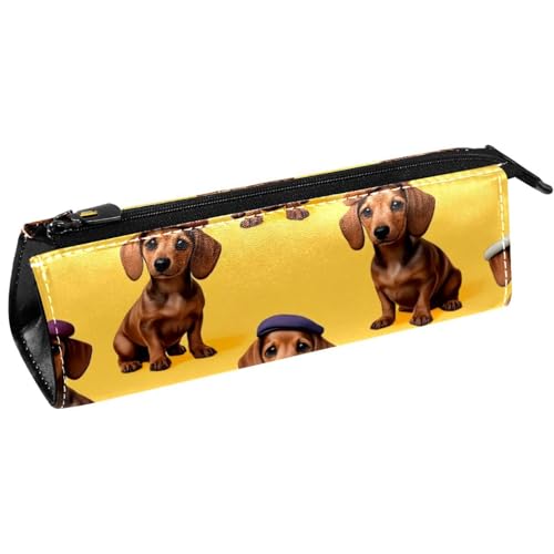 VAPOKF Dackel Wear Bunte Baskenmütze, Stiftetasche, Schreibwaren-Tasche, Kosmetiktasche, kompakte Reißverschlusstasche von VAPOKF