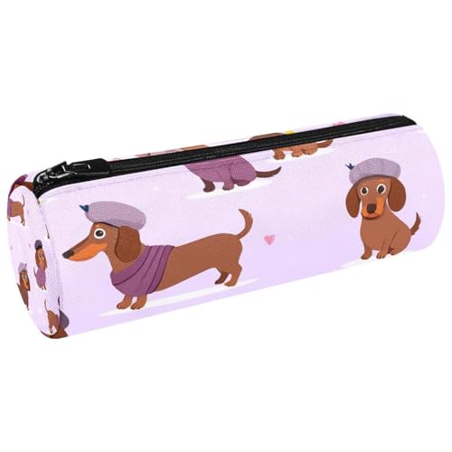 VAPOKF Dackel mit Baskenmütze, Kleidung, Stifteetui, Münzbörse, Kosmetiktasche, Make-up-Tasche für Studenten, Schreibwaren, Schule, Büro, Aufbewahrung von VAPOKF