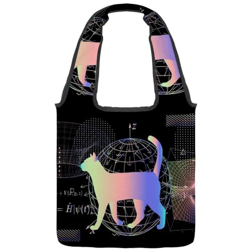 VAPOKF Digital Cat with Formula Canvas Tote Bags, Women's Shoulder Handbags, Large Reusable Carry Bag Shoulder Bag for School Work Office Travel Shopping Casual VAPOKF Digital Cat with Formula Canvas Tote Bags, Women's Shoulder Handbags, Large Reusable Carry Bag Shoulder Bag for School Work Office Travel Shopping Casual von VAPOKF