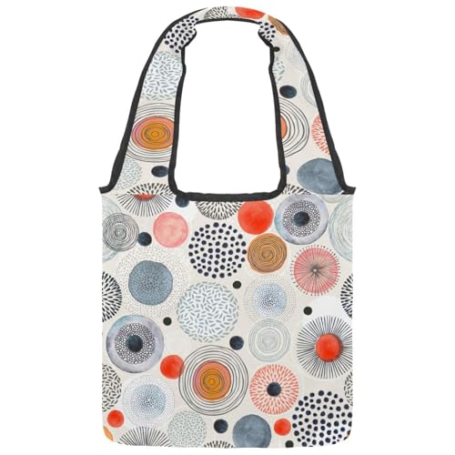 VAPOKF Doodle Circle Pattern Round Colorful Canvas Tote Bags, Women's Shoulder Handbags, Large Reusable Carry Bag Shoulder Bag for School Work Office Travel Shopping Casual VAPOKF Doodle Circle Pattern Round Colorful Canvas Tote Bags, Women's Shoulder Handbags, Large Reusable Carry Bag Shoulder Bag for School Work Office Travel Shopping Casual von VAPOKF