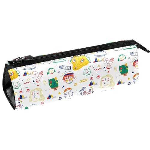 VAPOKF Doodle Jungen und Mädchen Stifttasche Schreibwaren Beutel Bleistift Tasche Kosmetiktasche Tasche Kompakte Reißverschlusstasche, multi, 5.5 ×6 ×20CM/2.2x2.4x7.9 in, Taschen-Organizer von VAPOKF