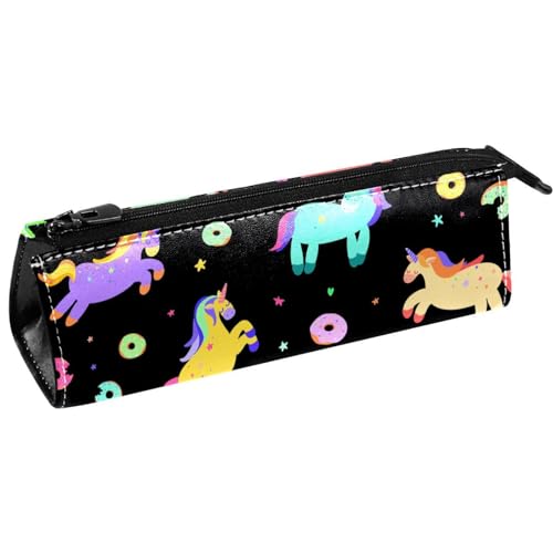 VAPOKF Einhorn mit Donuts Dessert Stift Tasche Schreibwaren Beutel Bleistift Tasche Kosmetiktasche Tasche Compact Zipper Tasche, multi, 5.5 ×6 ×20CM/2.2x2.4x7.9 in, Taschen-Organizer von VAPOKF