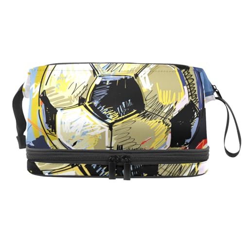 VAPOKF Einzigartige Kosmetiktasche mit Tannenzapfen für Damen und Mädchen, Reise-Kulturbeutel, Make-up, praktische Tasche, Organizer-Tasche mit Pinselfach, Mehrfarbig 11, 27x15x14 cm/10.6x5.9x5.5 in von VAPOKF