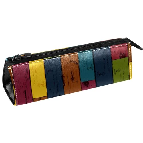 VAPOKF Farbige Holzbrett Stift Tasche Schreibwaren Beutel Bleistift Tasche Kosmetiktasche Kompakte Reißverschlusstasche, multi, 5.5 ×6 ×20CM/2.2x2.4x7.9 in, Taschen-Organizer von VAPOKF