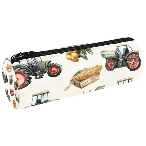 VAPOKF Farm Cron Cron Crops and Tractors Canvas Pen Case Coin Purse Cosmetic Makeup Bag for Student Stationery School Office Storage, multi, 20x6.3cm/7.9x2.5in, Federmäppchen von VAPOKF