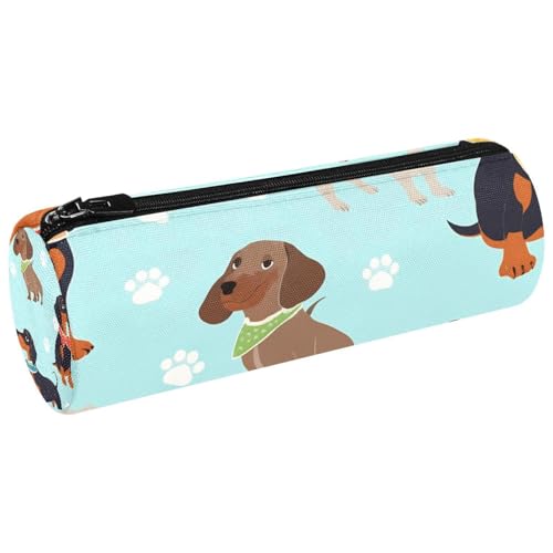 VAPOKF Federmäppchen, Dackel mit Lätzchen, Schal, Federmäppchen, Münzbörse, Kosmetiktasche, Make-up-Tasche für Studenten, Schreibwaren, Schule, Büro, Aufbewahrung von VAPOKF