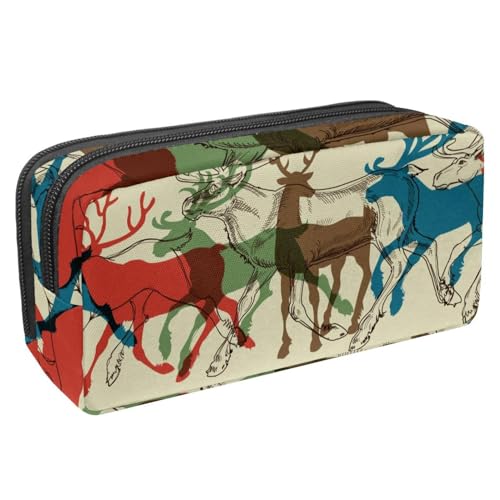 VAPOKF Federmäppchen, Federmäppchen, Schreibwaren-Tasche für Teenager, Jungen, Mädchen, Schule, Bürobedarf – Weihnachts-Hirsch, multi, 2.3x8.2x3.9in/6x21x10cm, Taschen-Organizer von VAPOKF