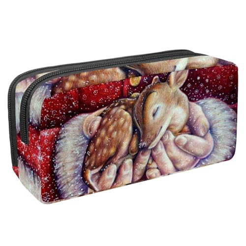 VAPOKF Federmäppchen, Federmäppchen, Schreibwaren-Tasche für Teenager, Jungen, Mädchen, Schule, Bürobedarf – Weihnachts-Hirsch bemalt, multi, 2.3x8.2x3.9in/6x21x10cm, Taschen-Organizer von VAPOKF