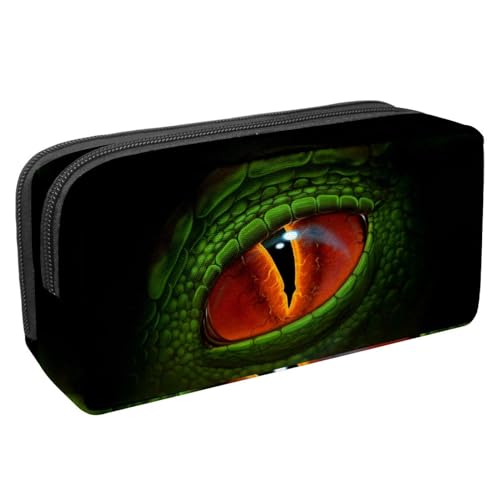 VAPOKF Federmäppchen, Federmäppchen, Schreibwaren-Tasche für Teenager, Jungen, Mädchen, Schule, Bürobedarf – grüne Dinosaurier-Augen, multi, 2.3x8.2x3.9in/6x21x10cm, Taschen-Organizer von VAPOKF