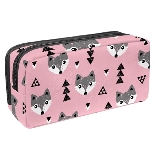 VAPOKF Federmäppchen, Federmäppchen, Schüler-Schreibwaren-Tasche für Teenager, Jungen, Mädchen, Schul- und Bürobedarf – Baby-Füchse mit geometrischem Dreieck, multi, 2.3x8.2x3.9in/6x21x10cm, von VAPOKF