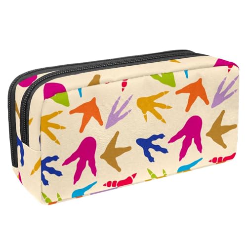 VAPOKF Federmäppchen, Federmäppchen, Schüler-Schreibwaren-Tasche für Teenager, Jungen, Mädchen, Schul- und Bürobedarf – Dinosaurier-Fußabdrücke, farbig, multi, 2.3x8.2x3.9in/6x21x10cm, von VAPOKF