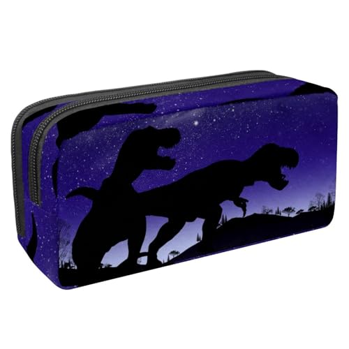 VAPOKF Federmäppchen, Federmäppchen, Schüler-Schreibwaren-Tasche für Teenager, Jungen, Mädchen, Schul- und Bürobedarf – Dinosaurier-Silhouette bei Sternennacht, multi, 2.3x8.2x3.9in/6x21x10cm, von VAPOKF