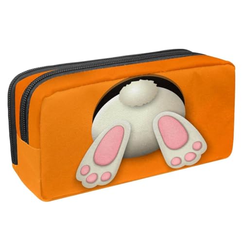 VAPOKF Federmäppchen, Federmäppchen, Schüler-Schreibwaren-Tasche für Teenager, Jungen, Mädchen, Schul- und Bürobedarf – Frohe Ostern mit weißem Häschen, multi, 2.3x8.2x3.9in/6x21x10cm, von VAPOKF