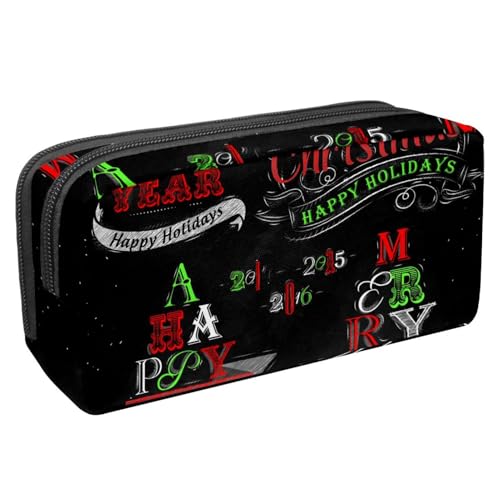 VAPOKF Federmäppchen, Federmäppchen, Schüler-Schreibwaren-Tasche für Teenager, Jungen, Mädchen, Schul- und Bürobedarf – Frohe Weihnachten und ein frohes neues Jahr, multi, 2.3x8.2x3.9in/6x21x10cm, von VAPOKF