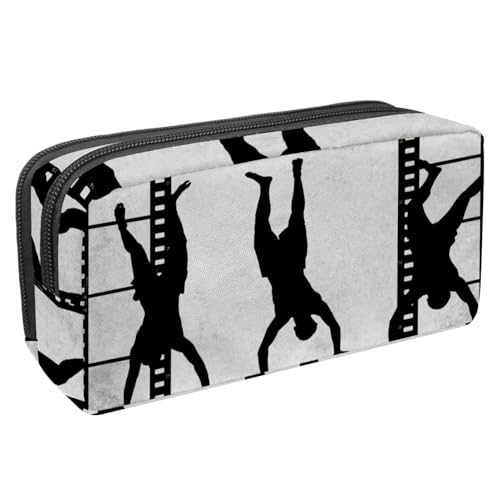 VAPOKF Federmäppchen, Federmäppchen, Schüler-Schreibwaren-Tasche für Teenager, Jungen, Mädchen, Schul- und Bürobedarf – Guys Handstand-Silhouetten mit Filmstreifen, multi, 2.3x8.2x3.9in/6x21x10cm, von VAPOKF