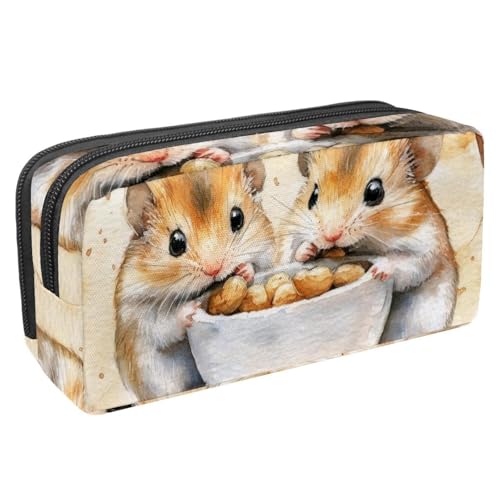 VAPOKF Federmäppchen, Federmäppchen, Schüler-Schreibwaren-Tasche für Teenager, Jungen, Mädchen, Schul- und Bürobedarf – Hamster und Nüsse in Schale, multi, 2.3x8.2x3.9in/6x21x10cm, Taschen-Organizer von VAPOKF