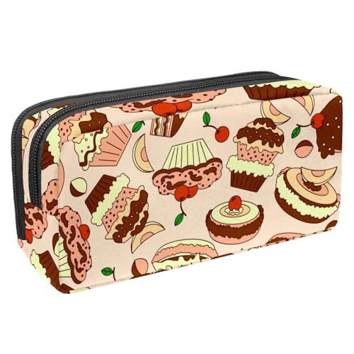 VAPOKF Federmäppchen, Federmäppchen, Schüler-Schreibwaren-Tasche für Teenager, Jungen, Mädchen, Schul- und Bürobedarf – Kirsch-Muffin-Kuchen und Pfirsich, multi, 2.3x8.2x3.9in/6x21x10cm, von VAPOKF