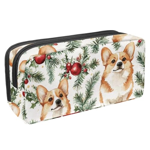 VAPOKF Federmäppchen, Federmäppchen, Schüler-Schreibwaren-Tasche für Teenager, Jungen, Mädchen, Schul- und Bürobedarf – Weihnachts-Korgi und Glocken, multi, 2.3x8.2x3.9in/6x21x10cm, Taschen-Organizer von VAPOKF