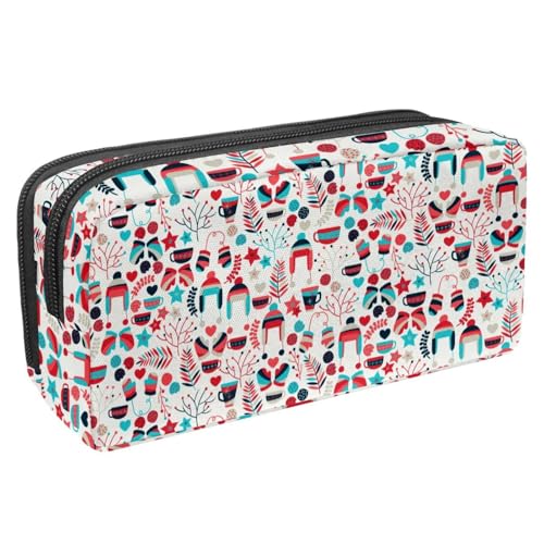 VAPOKF Federmäppchen, Federmäppchen, Schüler-Schreibwaren-Tasche für Teenager, Jungen, Mädchen, Schul- und Bürobedarf – Wintermützen und Handschuhe, multi, 2.3x8.2x3.9in/6x21x10cm, Taschen-Organizer von VAPOKF