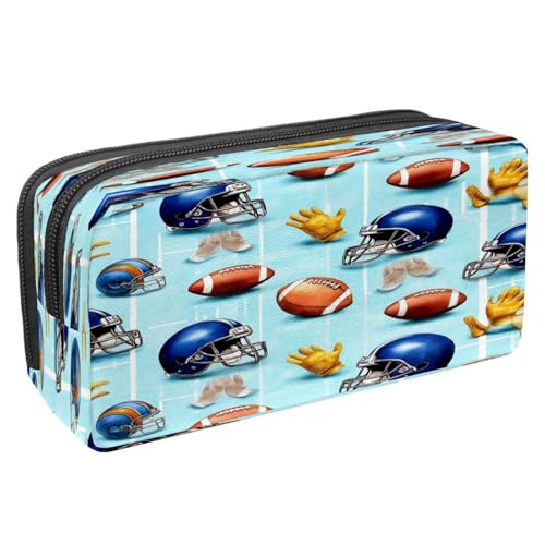 VAPOKF Federmäppchen, Federmäppchen, Schüler-Schreibwaren-Tasche für Teenager, Jungen, Mädchen, Schule, Bürobedarf – American Football Helme, Handschuhe von VAPOKF