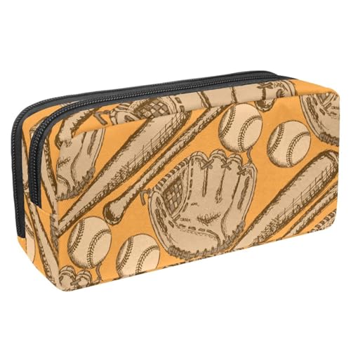 VAPOKF Federmäppchen, Federmäppchen, Schüler-Schreibwaren-Tasche für Teenager, Jungen, Mädchen, Schule, Bürobedarf – Baseballschläger Ball und Handschuhe, multi, 2.3x8.2x3.9in/6x21x10cm, von VAPOKF