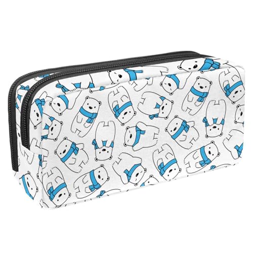 VAPOKF Federmäppchen, Federmäppchen, Schüler-Schreibwaren-Tasche für Teenager, Jungen, Mädchen, Schule, Bürobedarf – Blauer Schal Eisbär, multi, 2.3x8.2x3.9in/6x21x10cm, Taschen-Organizer von VAPOKF