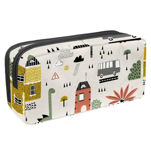 VAPOKF Federmäppchen, Federmäppchen, Schüler-Schreibwaren-Tasche für Teenager, Jungen, Mädchen, Schule, Bürobedarf – Cartoon-Dinosaurier mit Palme, multi, 2.3x8.2x3.9in/6x21x10cm, Taschen-Organizer von VAPOKF