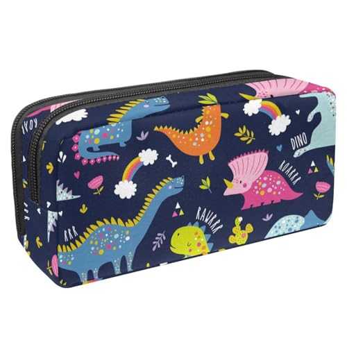 VAPOKF Federmäppchen, Federmäppchen, Schüler-Schreibwaren-Tasche für Teenager, Jungen, Mädchen, Schule, Bürobedarf – Cartoon-Dinosaurier und Kaktus-Regenbogen, multi, 2.3x8.2x3.9in/6x21x10cm, von VAPOKF