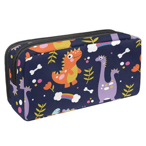 VAPOKF Federmäppchen, Federmäppchen, Schüler-Schreibwaren-Tasche für Teenager, Jungen, Mädchen, Schule, Bürobedarf – Cartoon-Dinosaurier und Regenbogenwolke, multi, 2.3x8.2x3.9in/6x21x10cm, von VAPOKF