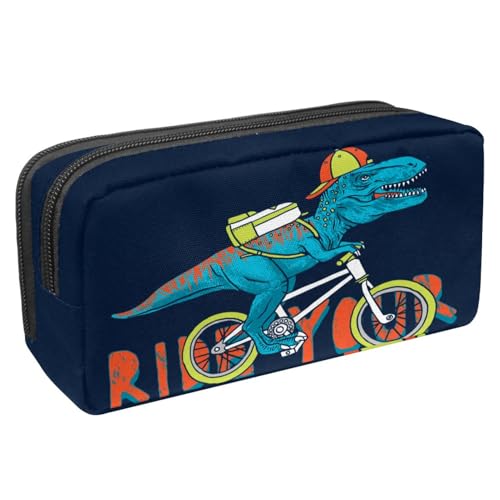 VAPOKF Federmäppchen, Federmäppchen, Schüler-Schreibwaren-Tasche für Teenager, Jungen, Mädchen, Schule, Bürobedarf – Dinosaurier-Biker, multi, 2.3x8.2x3.9in/6x21x10cm, Taschen-Organizer von VAPOKF