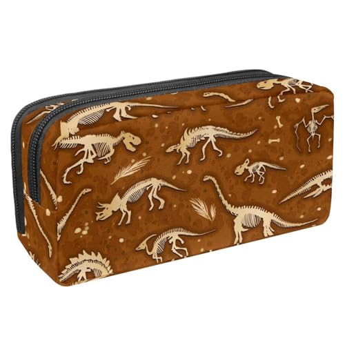 VAPOKF Federmäppchen, Federmäppchen, Schüler-Schreibwaren-Tasche für Teenager, Jungen, Mädchen, Schule, Bürobedarf – Dinosaurier-Knochenbraun, multi, 2.3x8.2x3.9in/6x21x10cm, Taschen-Organizer von VAPOKF