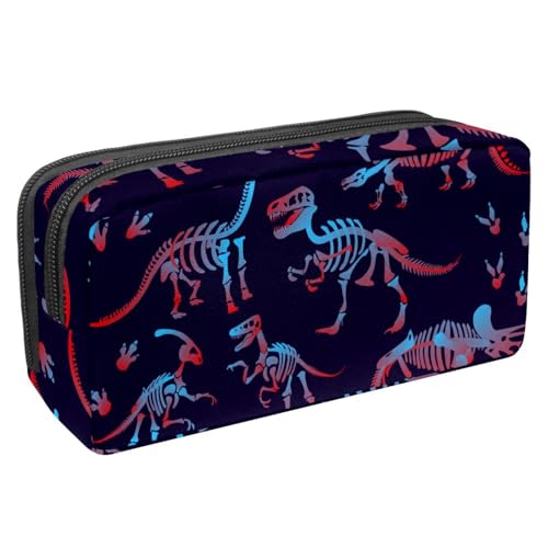 VAPOKF Federmäppchen, Federmäppchen, Schüler-Schreibwaren-Tasche für Teenager, Jungen, Mädchen, Schule, Bürobedarf – Dinosaurier-Skelette, Knochen, multi, 2.3x8.2x3.9in/6x21x10cm, Taschen-Organizer von VAPOKF