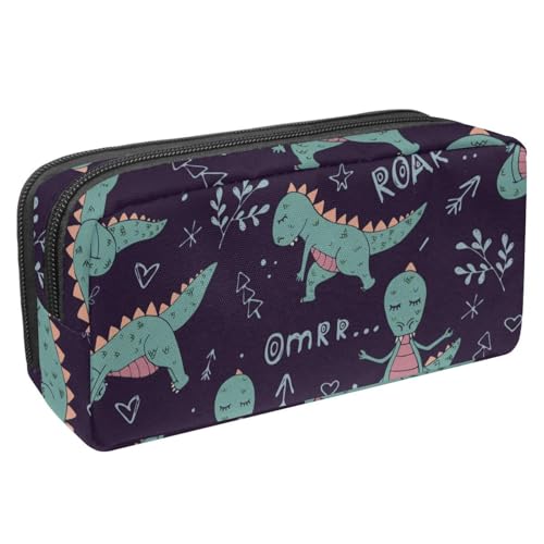 VAPOKF Federmäppchen, Federmäppchen, Schüler-Schreibwaren-Tasche für Teenager, Jungen, Mädchen, Schule, Bürobedarf – Dinosaurier in Yoga-Asanas, multi, 2.3x8.2x3.9in/6x21x10cm, Taschen-Organizer von VAPOKF