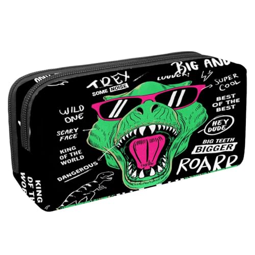 VAPOKF Federmäppchen, Federmäppchen, Schüler-Schreibwaren-Tasche für Teenager, Jungen, Mädchen, Schule, Bürobedarf – Dinosaurier mit coolen Sprüchen, multi, 2.3x8.2x3.9in/6x21x10cm, Taschen-Organizer von VAPOKF