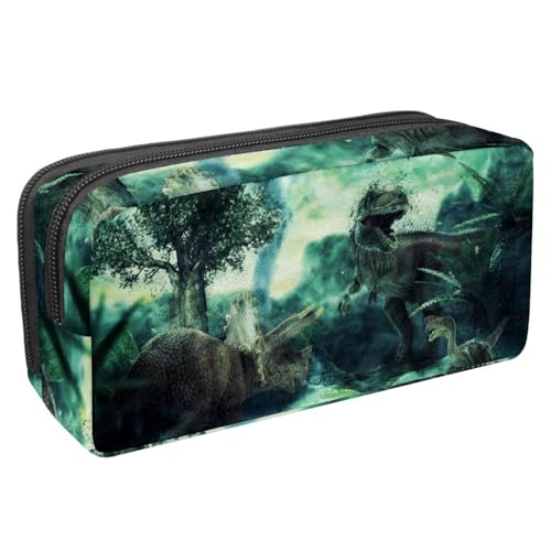 VAPOKF Federmäppchen, Federmäppchen, Schüler-Schreibwaren-Tasche für Teenager, Jungen, Mädchen, Schule, Bürobedarf – Dinosaurier mit fliegender Fledermaus, multi, 2.3x8.2x3.9in/6x21x10cm, von VAPOKF