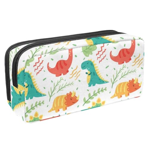 VAPOKF Federmäppchen, Federmäppchen, Schüler-Schreibwaren-Tasche für Teenager, Jungen, Mädchen, Schule, Bürobedarf – Dinosaurier und Blätter, multi, 2.3x8.2x3.9in/6x21x10cm, Taschen-Organizer von VAPOKF