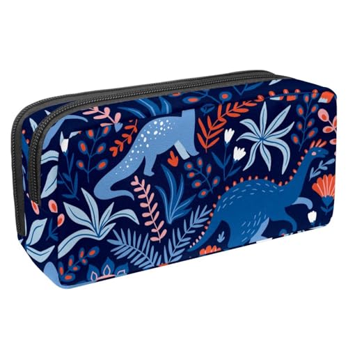 VAPOKF Federmäppchen, Federmäppchen, Schüler-Schreibwaren-Tasche für Teenager, Jungen, Mädchen, Schule, Bürobedarf – Dinosaurier und Blätter, multi, 2.3x8.2x3.9in/6x21x10cm, Taschen-Organizer von VAPOKF