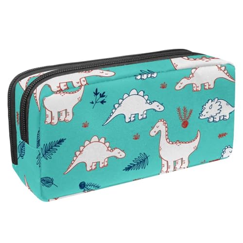 VAPOKF Federmäppchen, Federmäppchen, Schüler-Schreibwaren-Tasche für Teenager, Jungen, Mädchen, Schule, Bürobedarf – Dinosaurier und Blätter, multi, 2.3x8.2x3.9in/6x21x10cm, Taschen-Organizer von VAPOKF