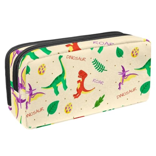VAPOKF Federmäppchen, Federmäppchen, Schüler-Schreibwaren-Tasche für Teenager, Jungen, Mädchen, Schule, Bürobedarf – Dinosaurier und Blätter, multi, 2.3x8.2x3.9in/6x21x10cm, Taschen-Organizer von VAPOKF