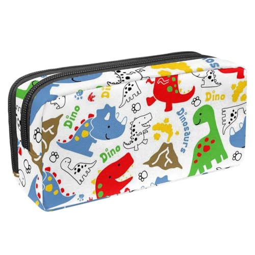 VAPOKF Federmäppchen, Federmäppchen, Schüler-Schreibwaren-Tasche für Teenager, Jungen, Mädchen, Schule, Bürobedarf – Dinosaurier und Fußabdrücke, multi, 2.3x8.2x3.9in/6x21x10cm, Taschen-Organizer von VAPOKF