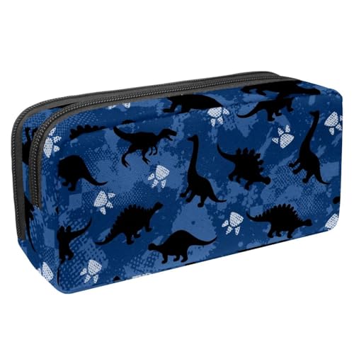 VAPOKF Federmäppchen, Federmäppchen, Schüler-Schreibwaren-Tasche für Teenager, Jungen, Mädchen, Schule, Bürobedarf – Dinosaurier und Fußabdrücke, multi, 2.3x8.2x3.9in/6x21x10cm, Taschen-Organizer von VAPOKF