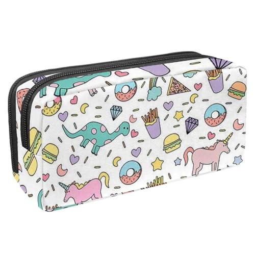 VAPOKF Federmäppchen, Federmäppchen, Schüler-Schreibwaren-Tasche für Teenager, Jungen, Mädchen, Schule, Bürobedarf – Einhorn-Dinosaurier-Regenbogen-Muster, multi, 2.3x8.2x3.9in/6x21x10cm, von VAPOKF